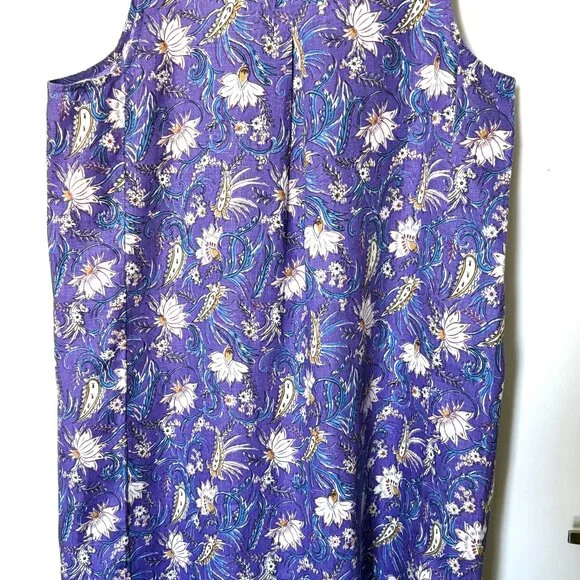 J-Jill Dress Women's Linen Purple Flower Sleeveless Size L - Picture 5 of 6
